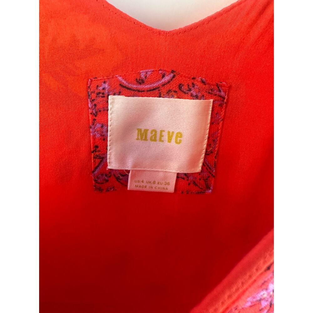 Maeve x Anthropologie Grecia Ruffle Dress Floral Red Handkerchief Hem Size 4 - Picture 11 of 13